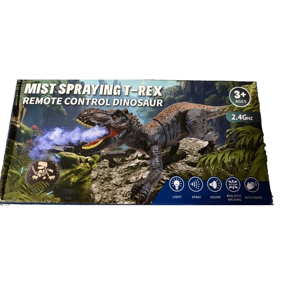 Mist Spray Remote Control Dinosaur,RC Spinosaur 2.4Ghz RC Walking Light & Roar